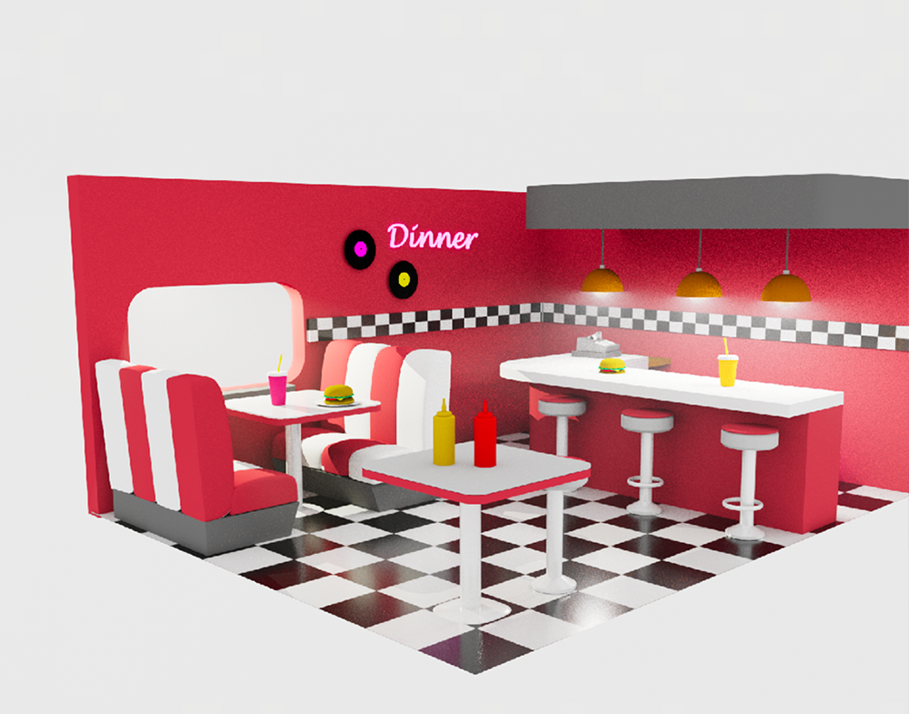 Projet modélisation 3d dinner vintage